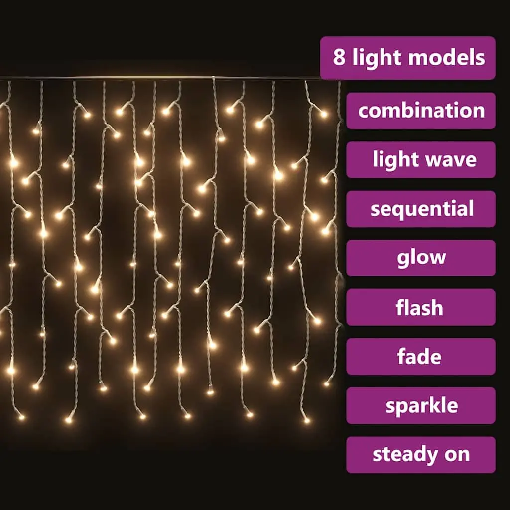 LED Curtain Icicle Lights Warm White 10m 400 LEDs
