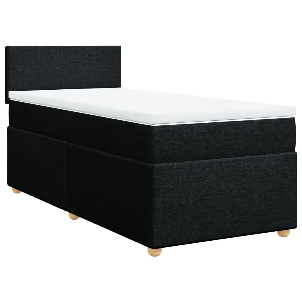 Box Spring Bed Pocket Spring Mattress King Single Size with Adjustable LED Lights Black Fabric
