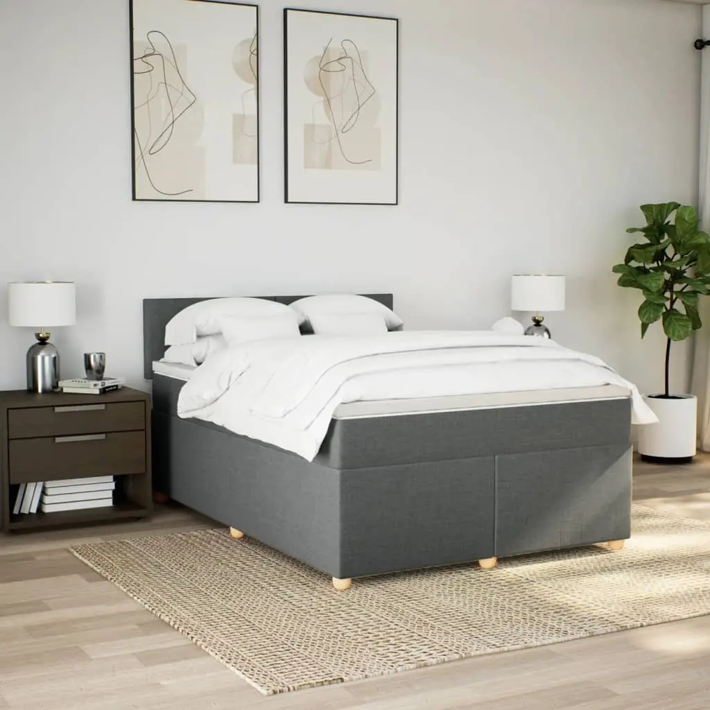 Pocket Sprung Mattress Queen Bed with Grey Fabric and LED Lights