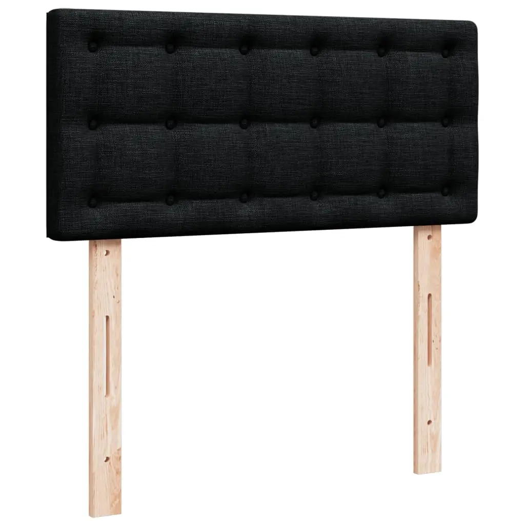 King Single Box Spring Bed with Pocket Mattress LED Lights Black Fabric