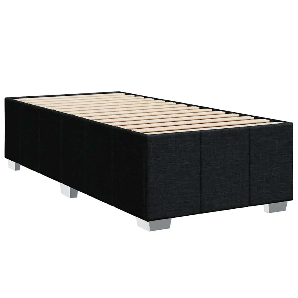 King Single Box Spring Bed with Pocket Mattress LED Lights Black Fabric