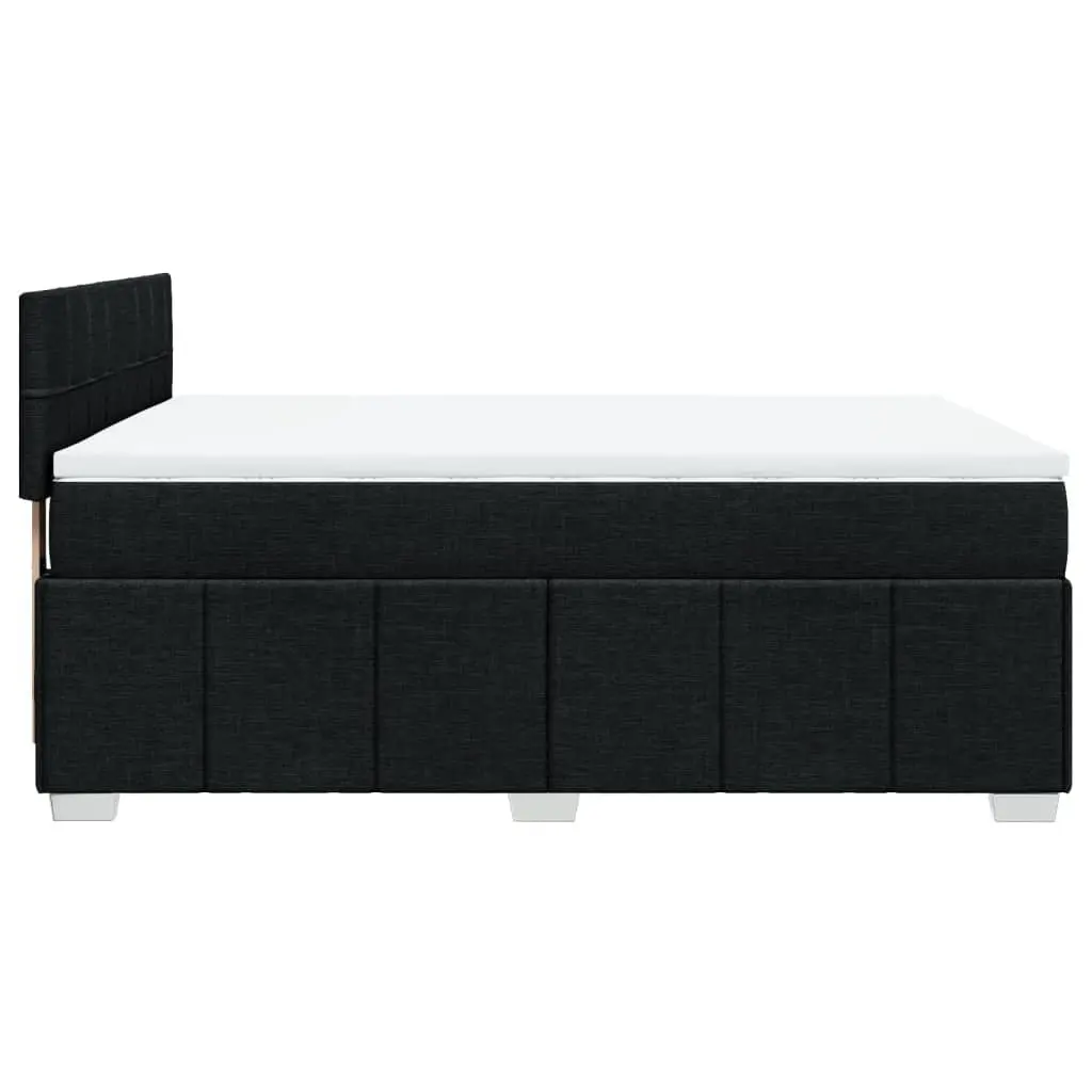 Box Spring Bed with Pocket Mattress and LED Lights Black Fabric