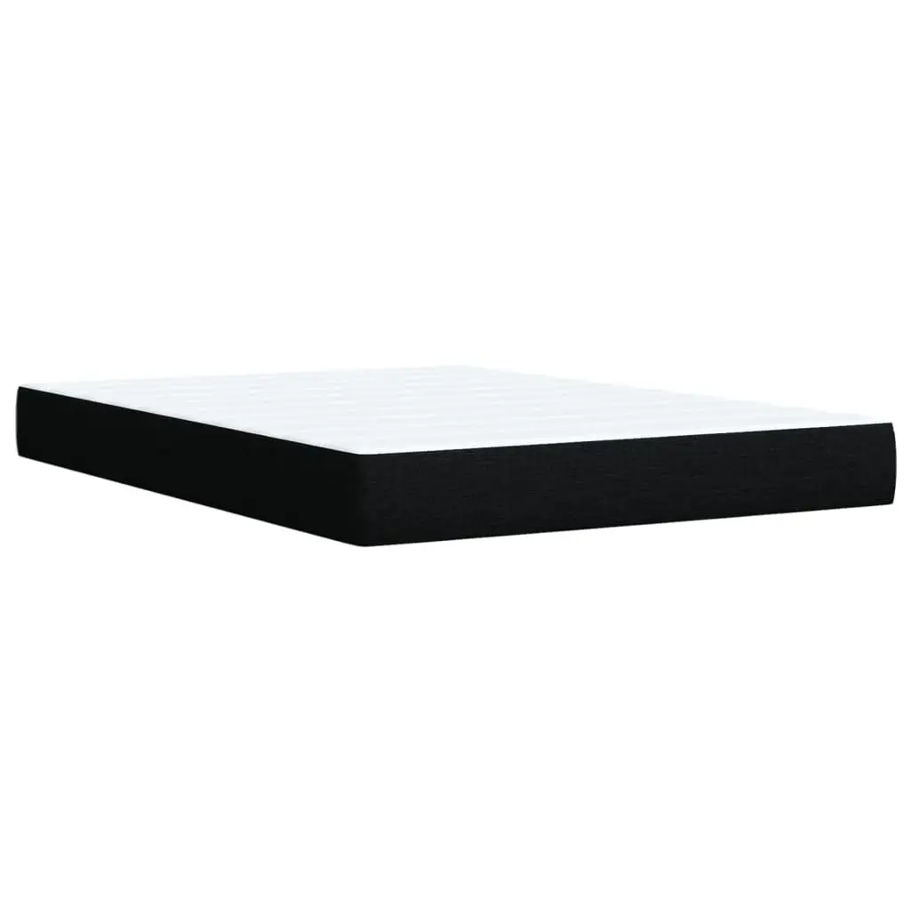 Box Spring Bed with Pocket Mattress and LED Lights Black Fabric