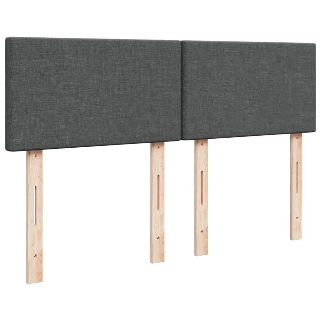 Queen Box Spring Bed with Pocket Spring Mattress Grey Fabric Frame LED Lights