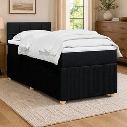 King Single Box Spring Bed with Pocket Spring Mattress LED Lights Dark Grey