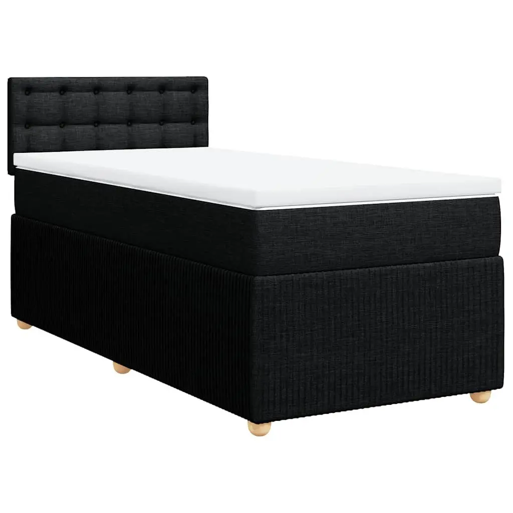 Box Spring Bed with Pocket Spring Mattress LED Lights King Single Dark Grey Fabric