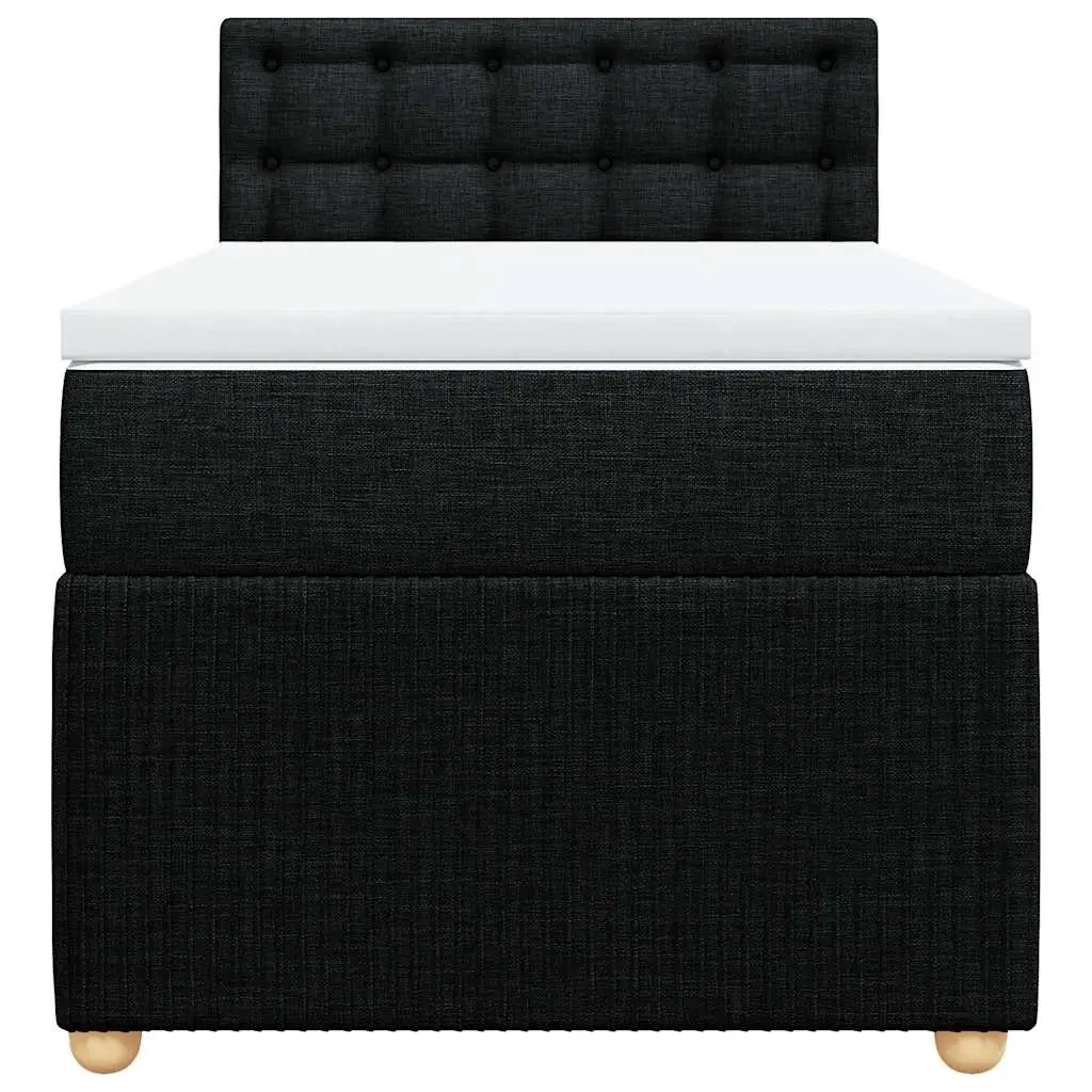 Box Spring Bed with Pocket Spring Mattress LED Lights King Single Dark Grey Fabric