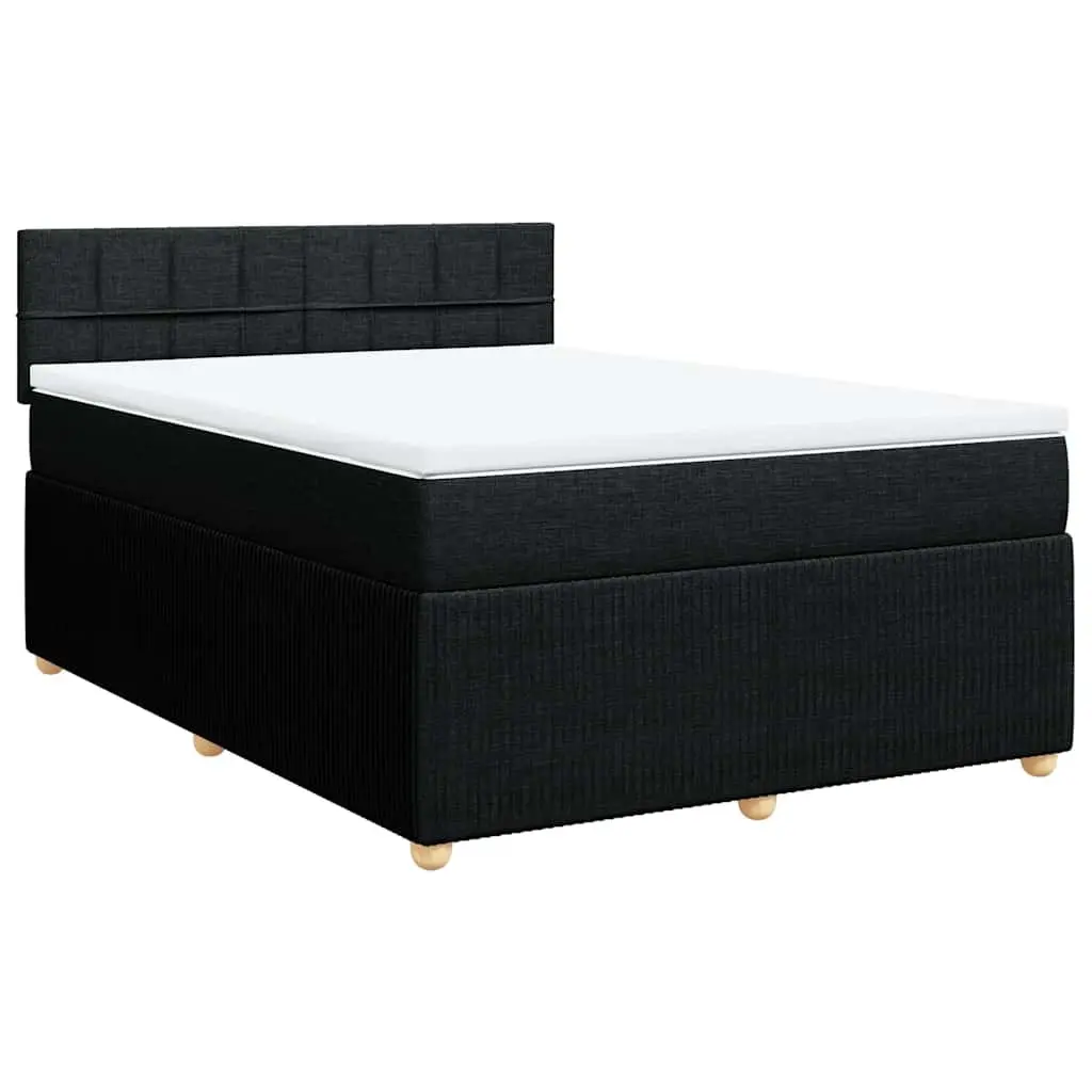 Box Spring Bed with Pocket Mattress and LED Lights Double Fabric Dark Grey