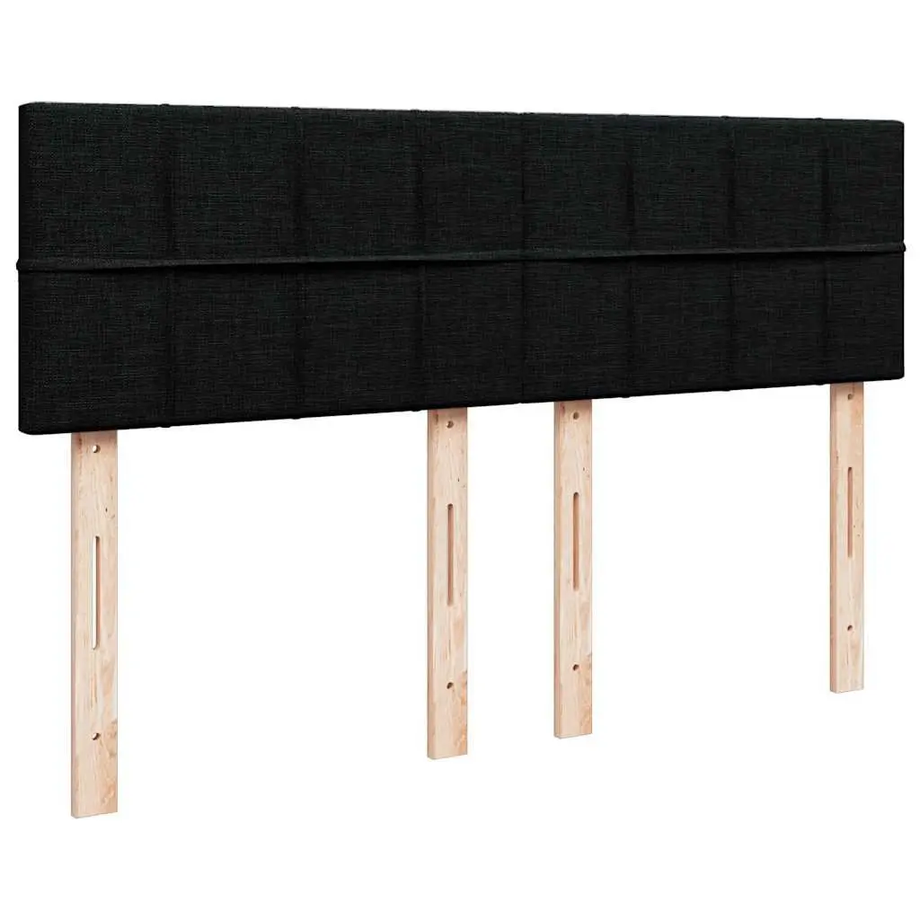 Box Spring Bed with Pocket Mattress and LED Lights Double Fabric Dark Grey