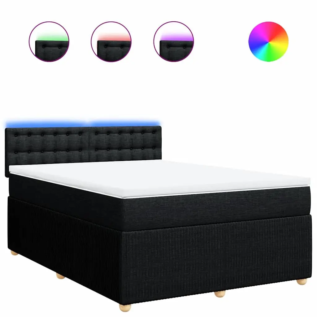 Double Box Spring Bed with Pocket Spring Mattress and LED Lights