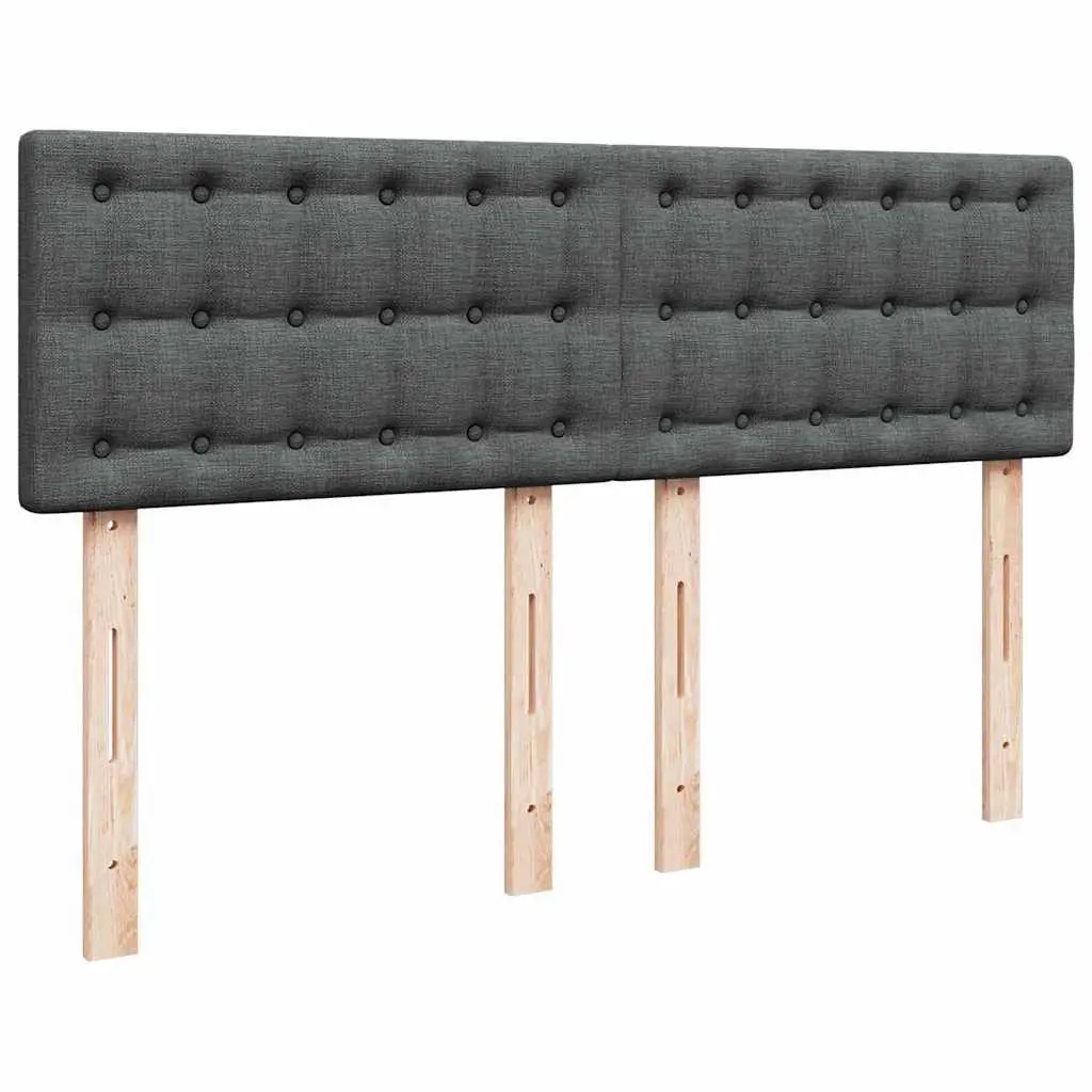 Queen Box Spring Bed with Pocket Spring Mattress LED Light Grey Fabric Frame