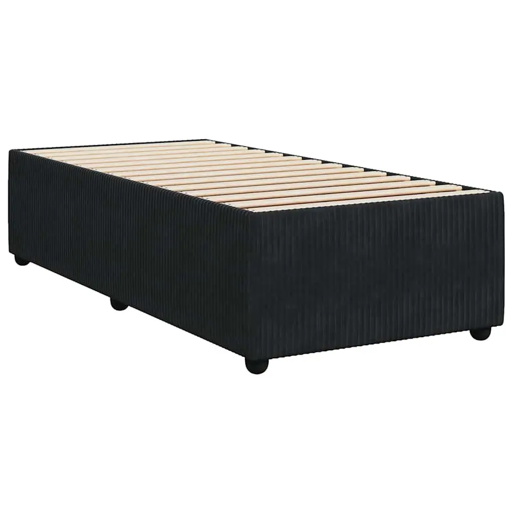 King Single Box Spring Bed with Velvet Upholstery Pocket Spring Mattress and LED Lights