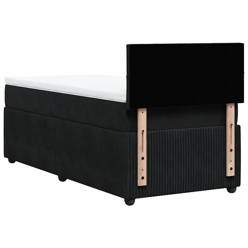 Box Bed with Integrated LED Lighting and Pocket Spring Mattress King Single Velvet Grey