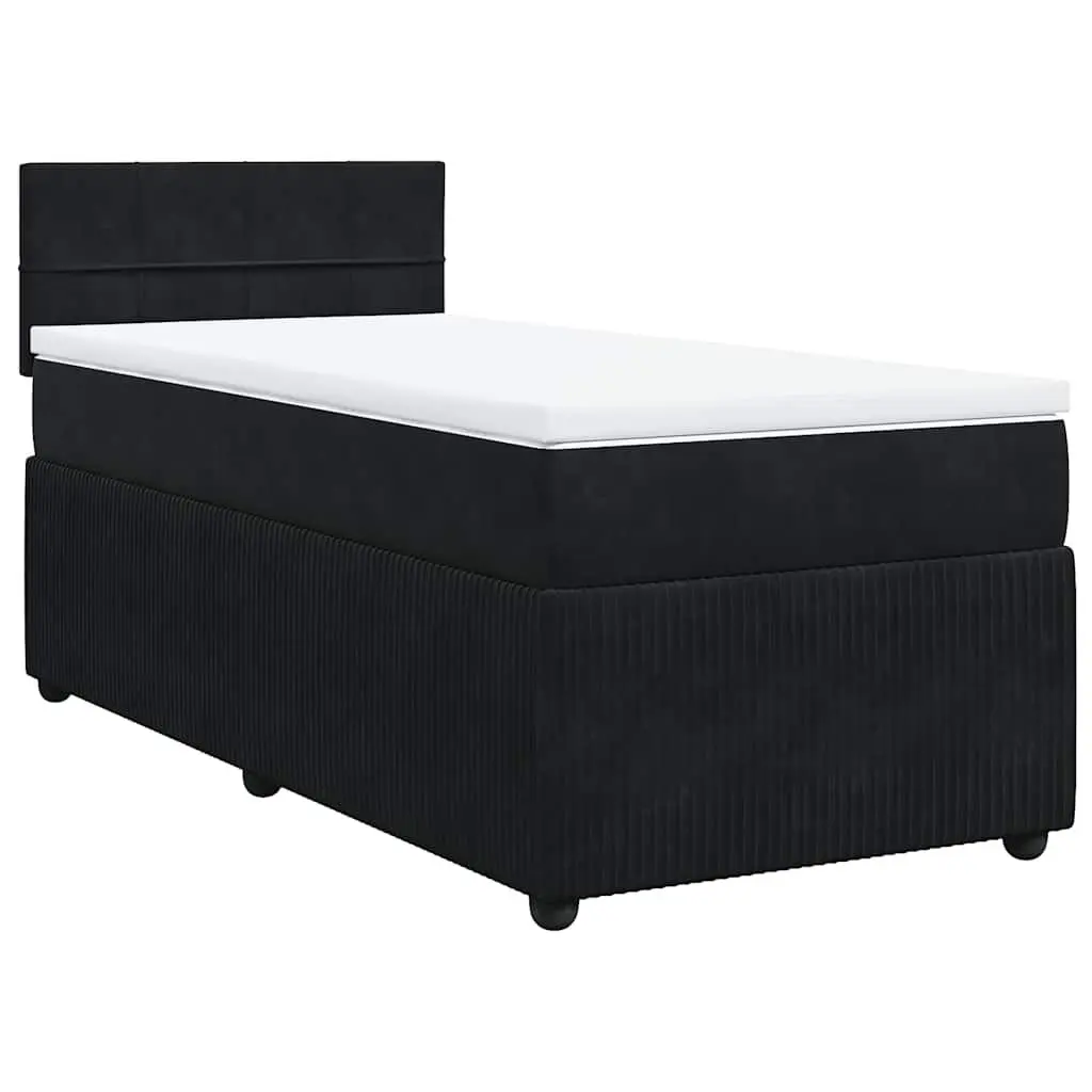 Box Bed with Integrated LED Lighting and Pocket Spring Mattress King Single Velvet Grey