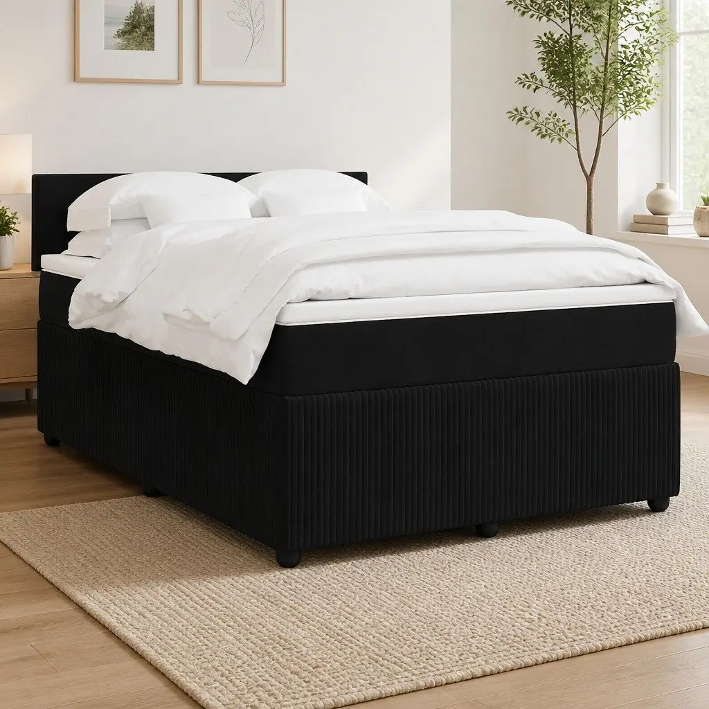 Double Velvet Bed with Pocket Spring Mattress and Adjustable LED Lighting