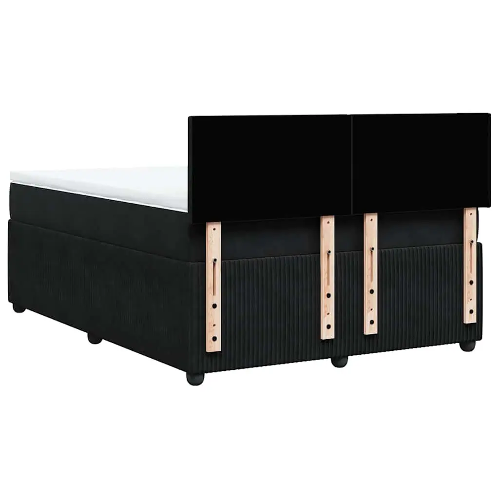 Double Velvet Bed with Pocket Spring Mattress and Adjustable LED Lighting