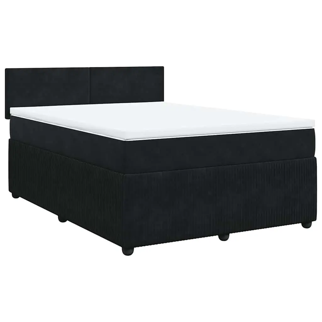 Double Velvet Bed with Pocket Spring Mattress and Adjustable LED Lighting