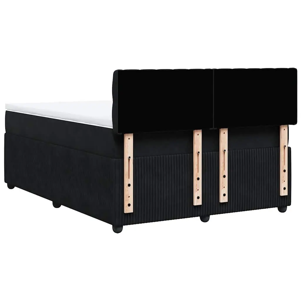 Box Spring Bed with Pocket Mattress LED Lights Double Velvet Grey Bedroom