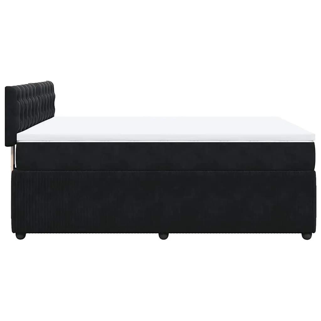 Box Spring Bed with Pocket Mattress LED Lights Double Velvet Grey Bedroom