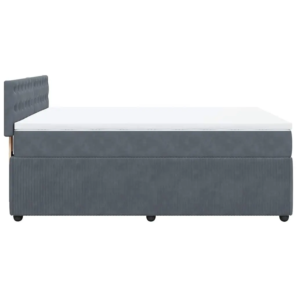 Box Spring Bed Pocket Mattress LED Lights Grey Velvet Double