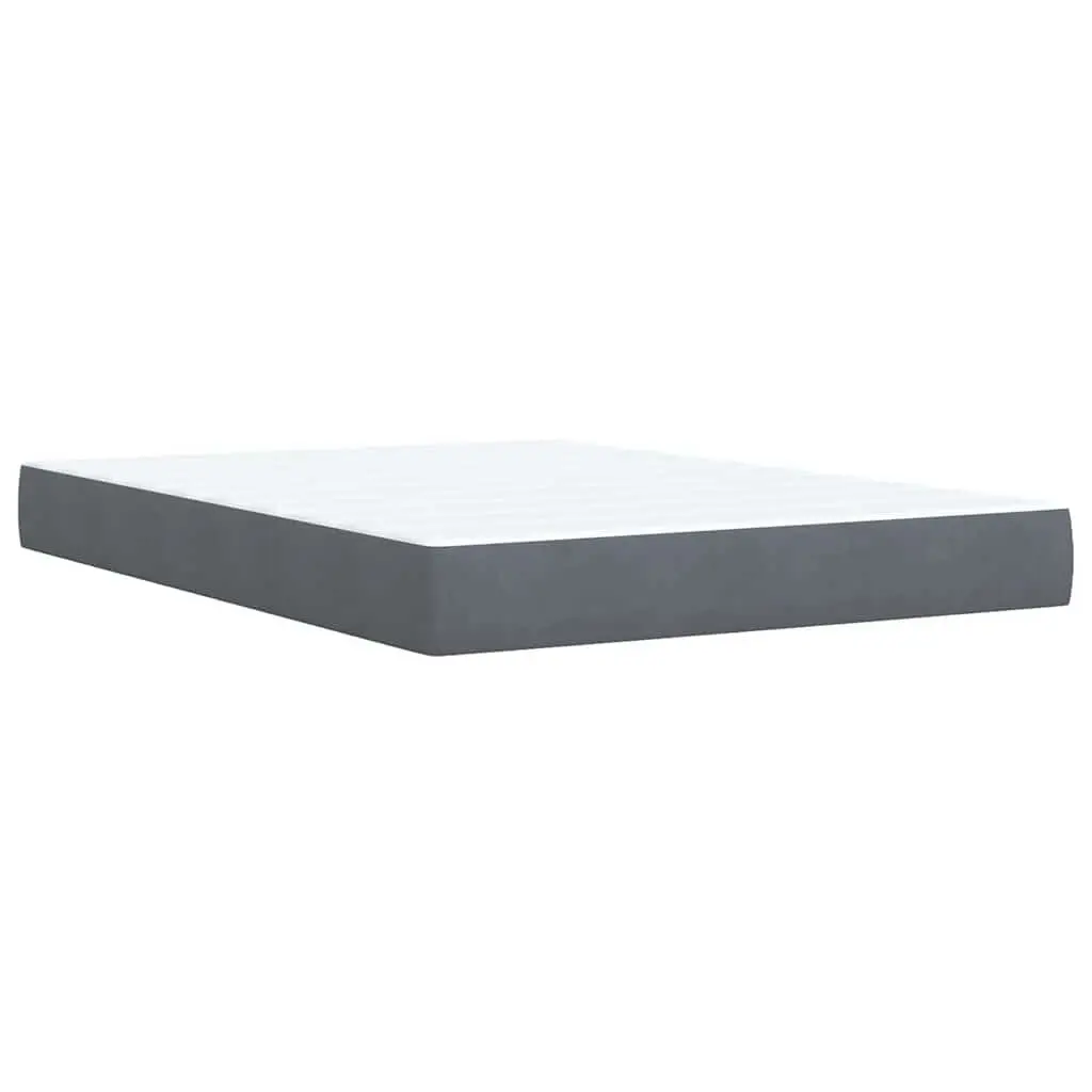 Box Spring Bed Pocket Mattress LED Lights Grey Velvet Double