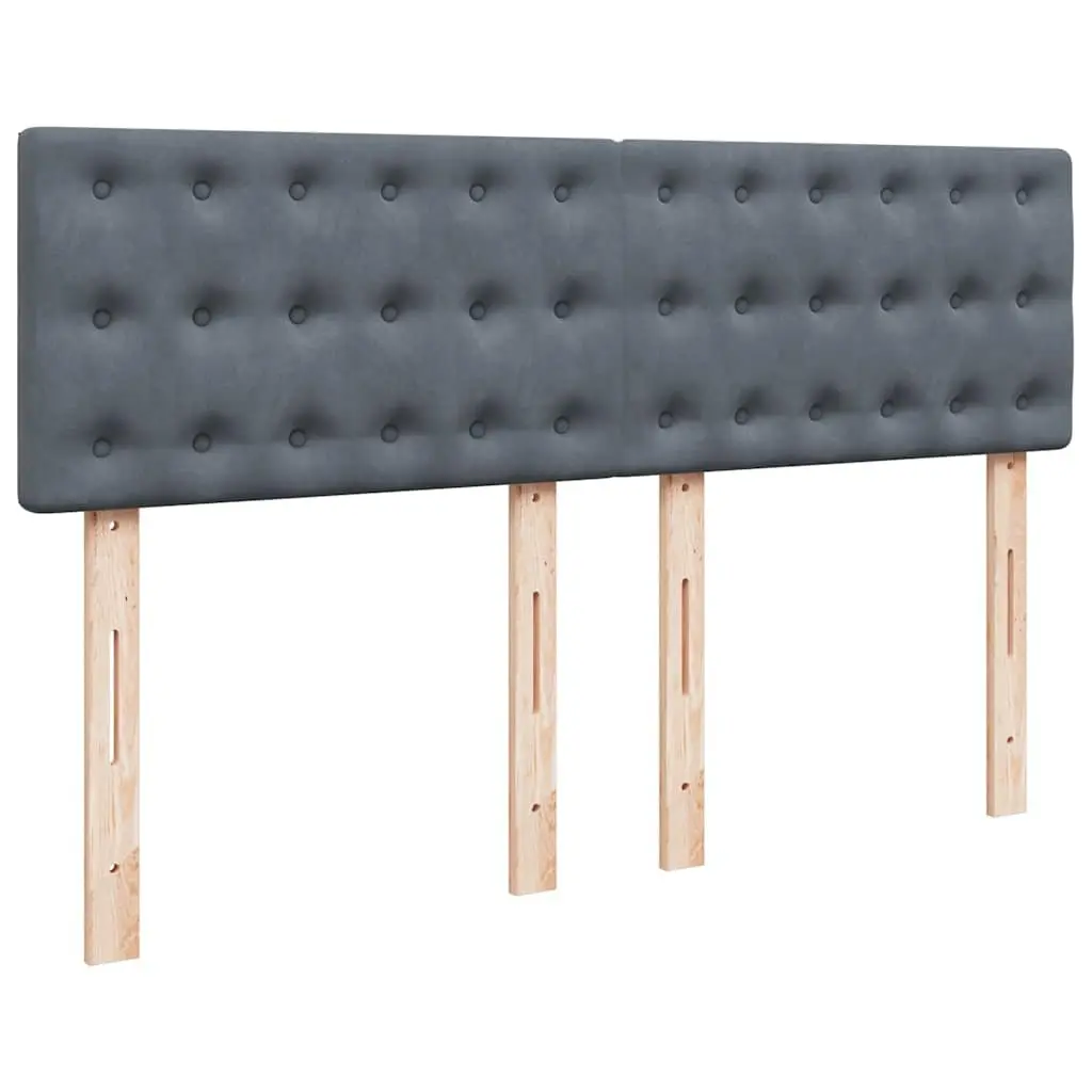 Box Spring Bed Pocket Mattress LED Lights Grey Velvet Double