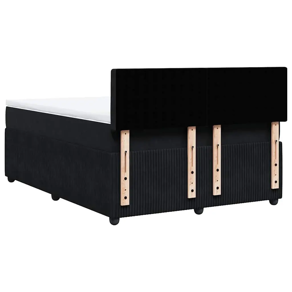 Box Spring Bed with Pocket Spring Mattress LED Lights Grey Double Velvet