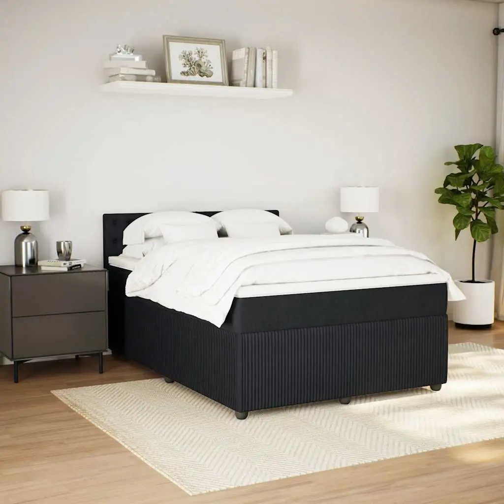 Box Spring Bed with Pocket Spring Mattress LED Lights Grey Double Velvet