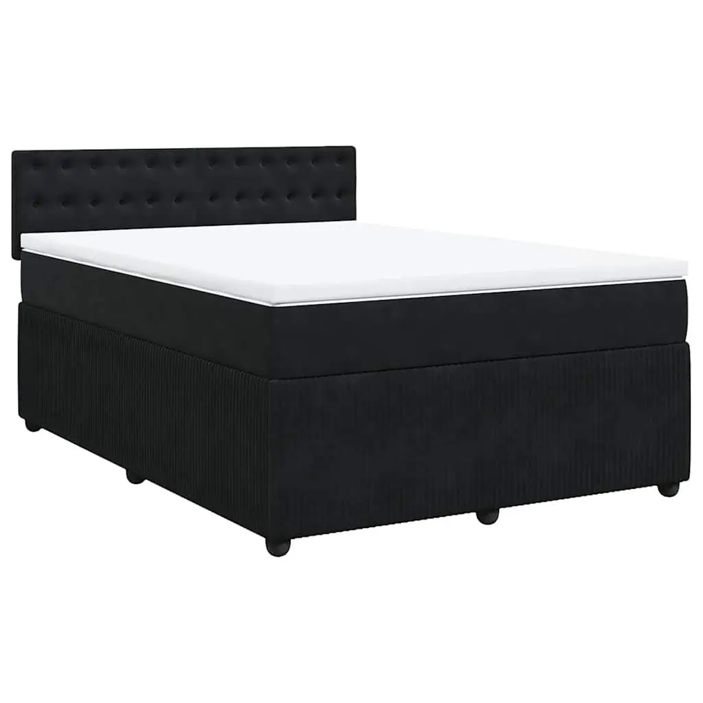 Box Spring Bed with Pocket Spring Mattress LED Lights Grey Double Velvet