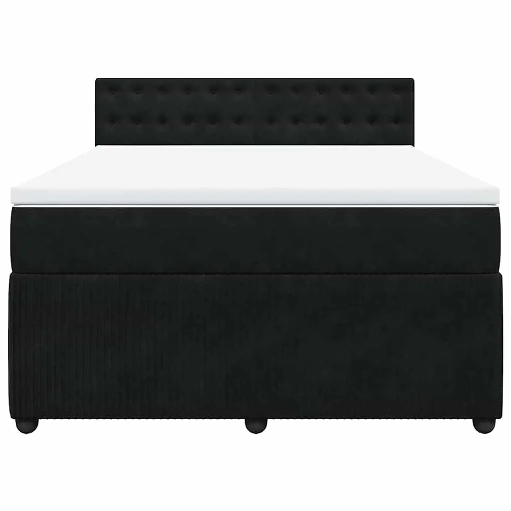 Box Spring Bed with Pocket Spring Mattress LED Lights Grey Double Velvet