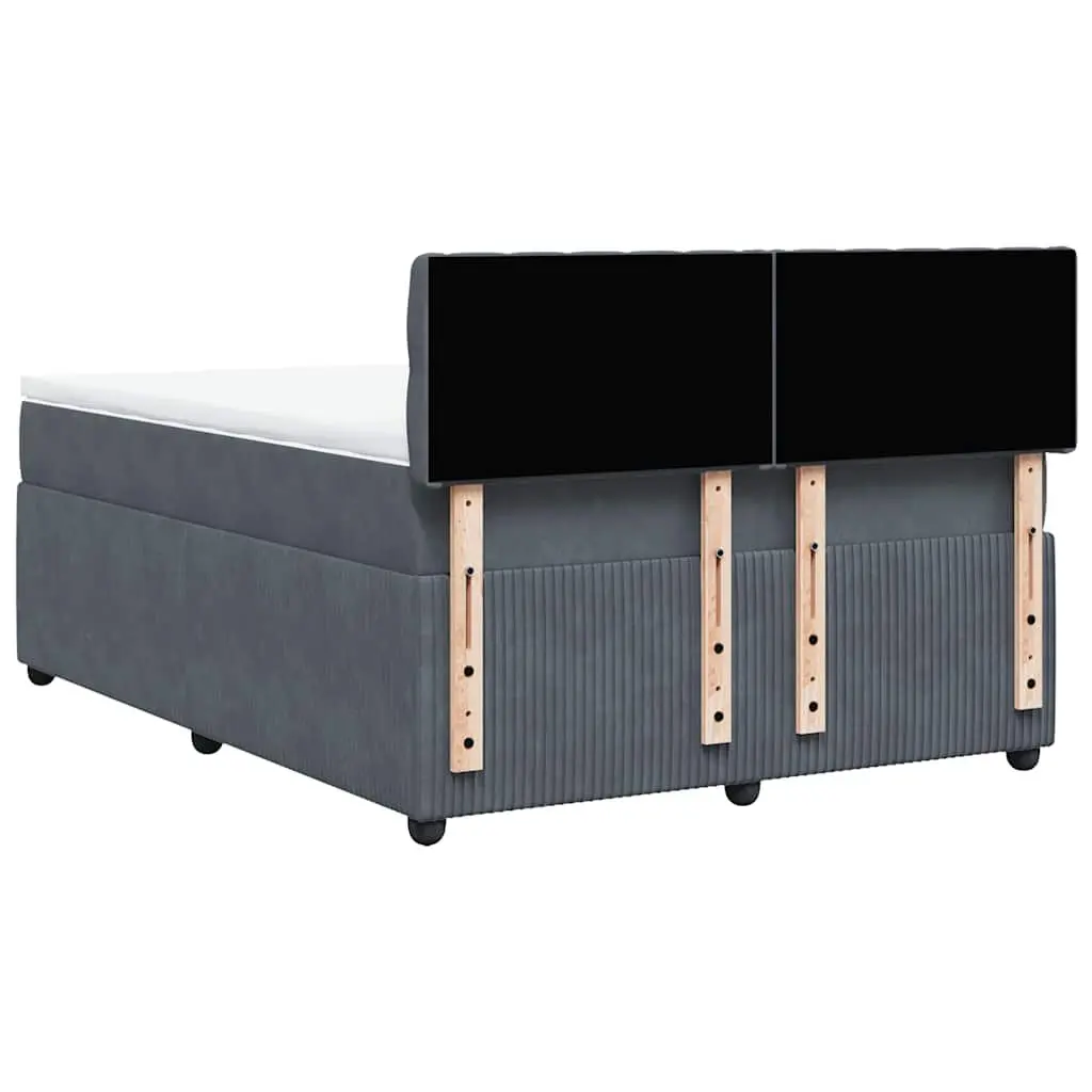 Queen Bed with Adjustable LED Lights Grey Velvet Pocket Spring Mattress