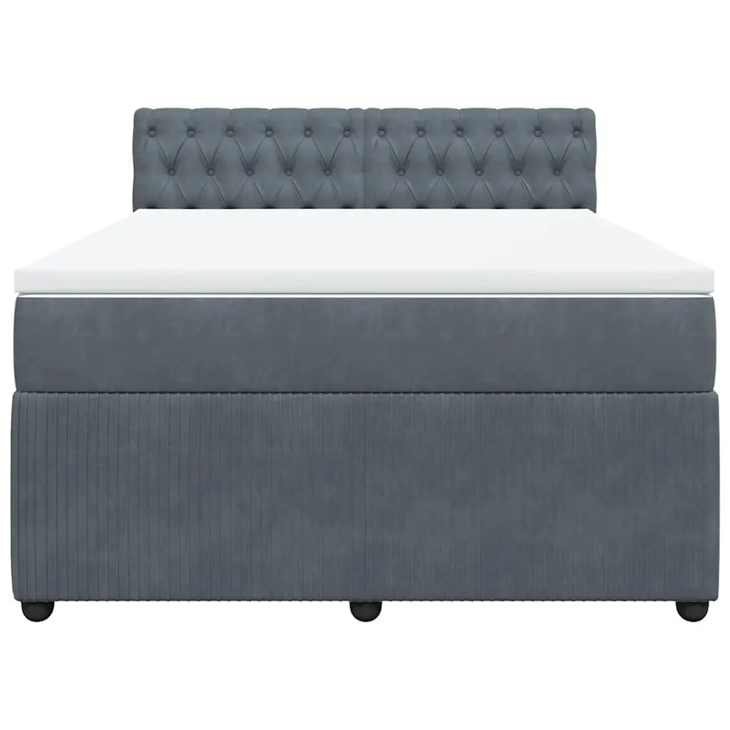 Queen Bed with Adjustable LED Lights Grey Velvet Pocket Spring Mattress