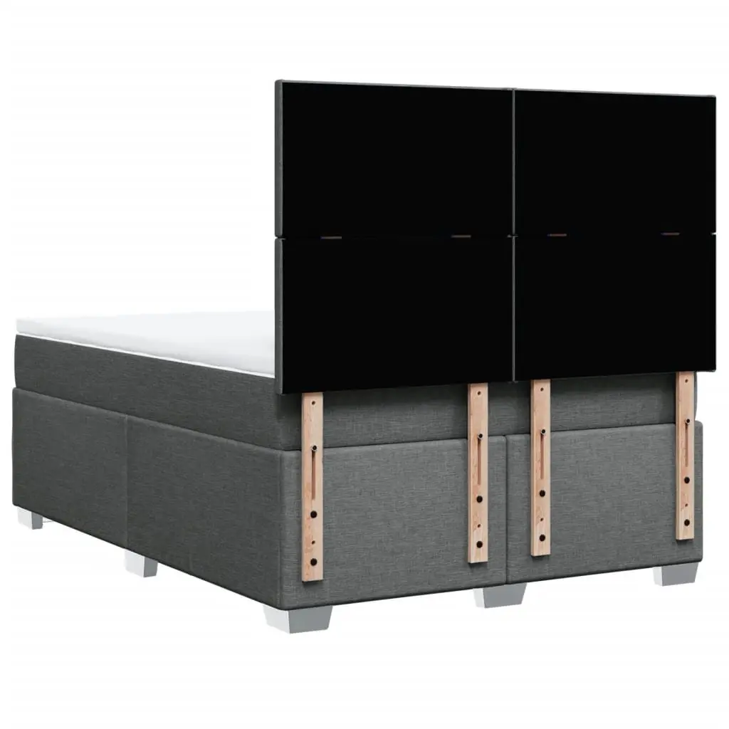 Queen Box Spring Bed with Pocket Spring Mattress Height-Adjustable Headboard Dark Grey