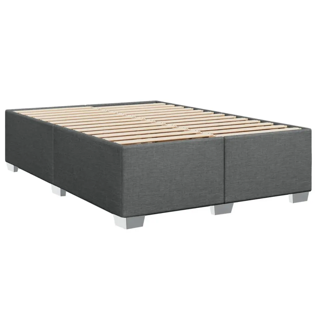 Queen Box Spring Bed with Pocket Mattress Height-Adjustable Headboard Grey