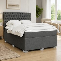 Queen Box Spring Bed with Pocket Spring Mattress Height-Adjustable Headboard
