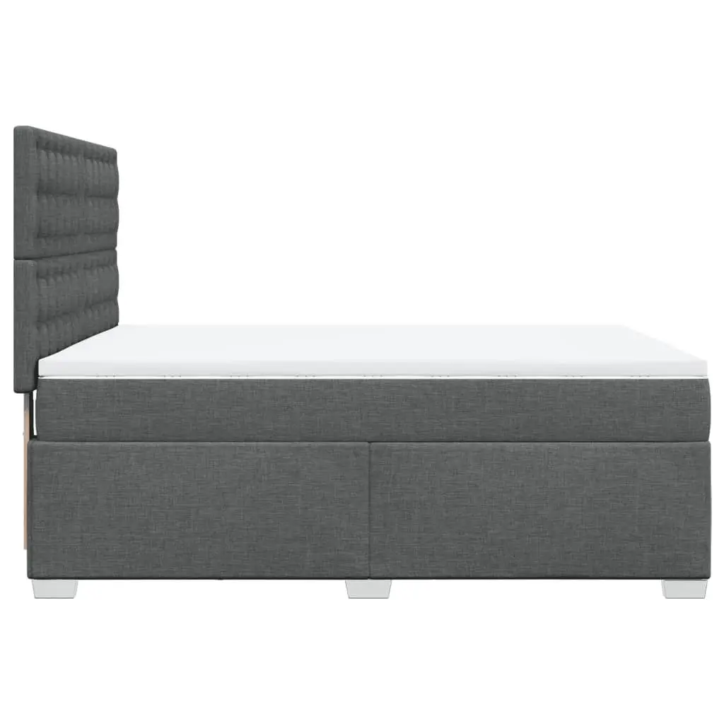 Queen Box Spring Bed Pocket Spring Mattress Grey Fabric Adjustable Headboard