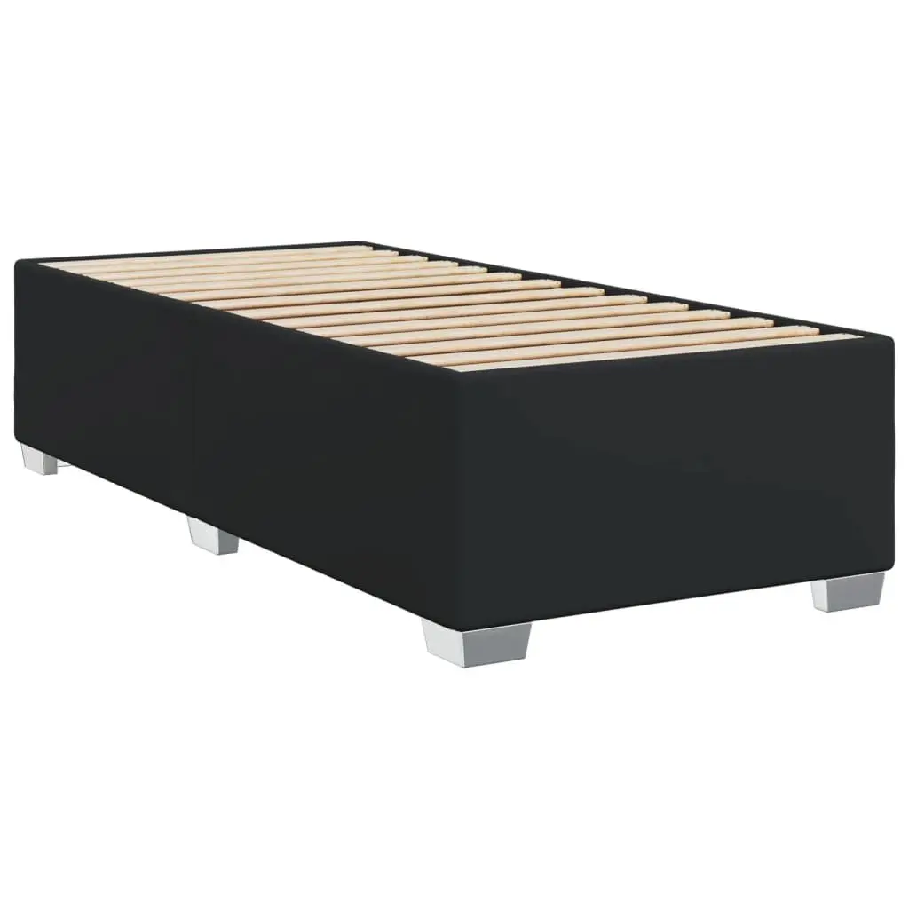 Box Spring Bed with Adjustable Headboard King Single Black Faux Leather