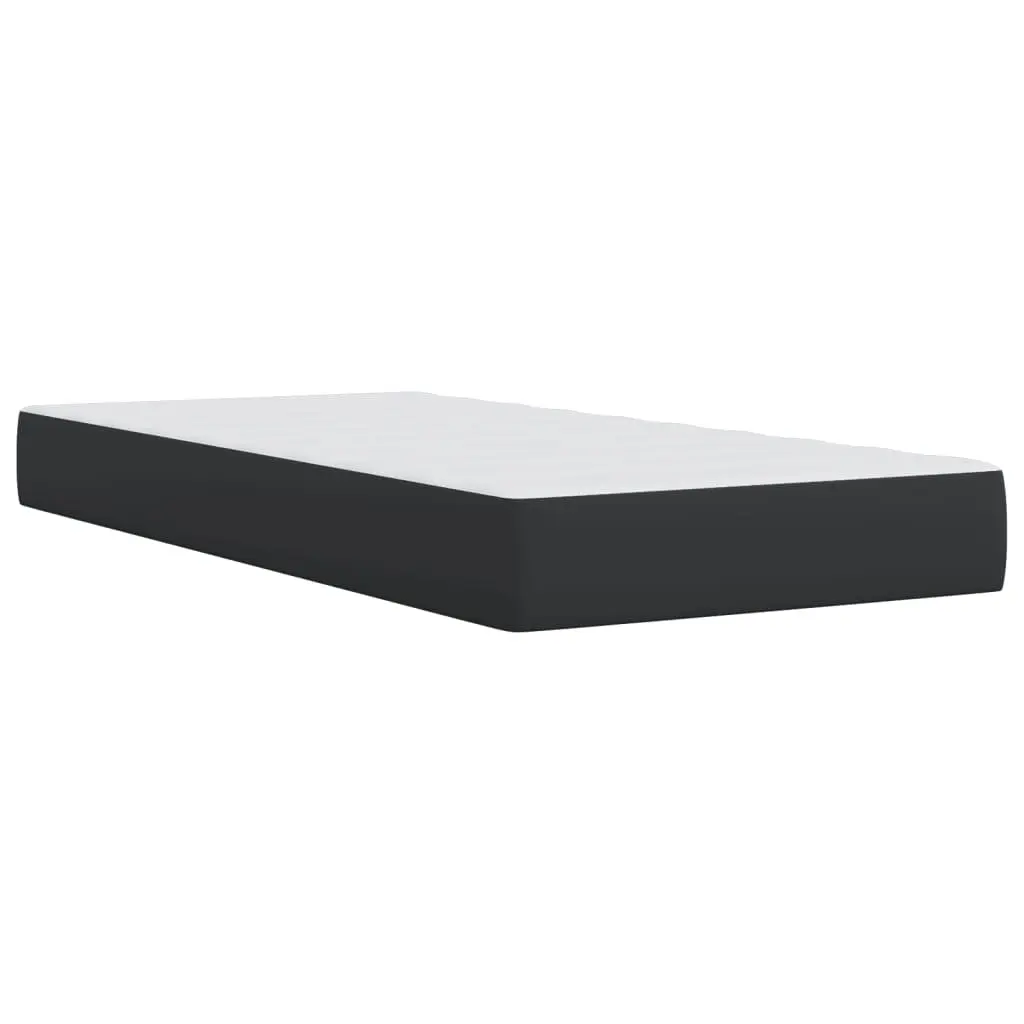 Box Spring Bed with Adjustable Headboard King Single Black Faux Leather