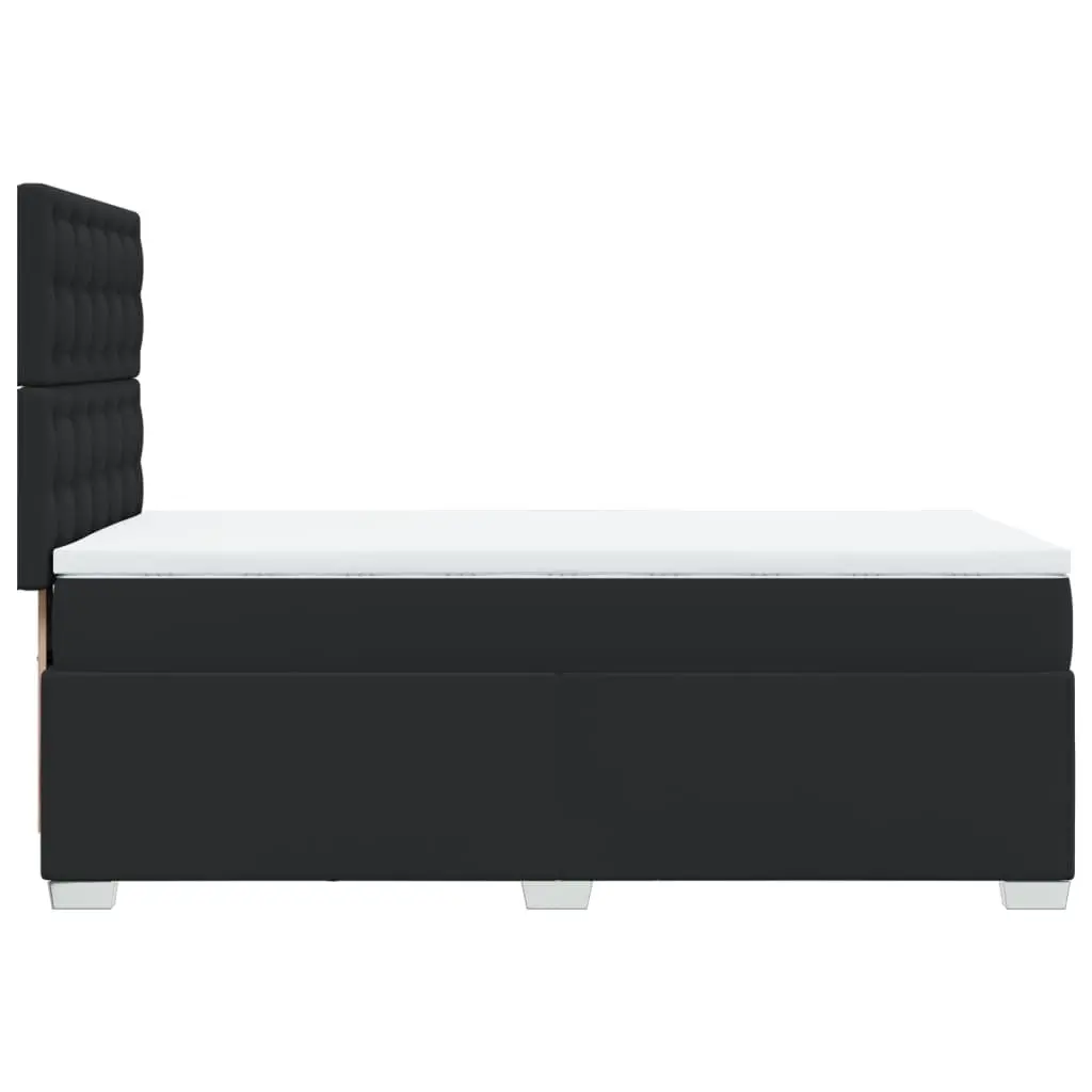 Box Spring Bed with Adjustable Headboard King Single Black Faux Leather