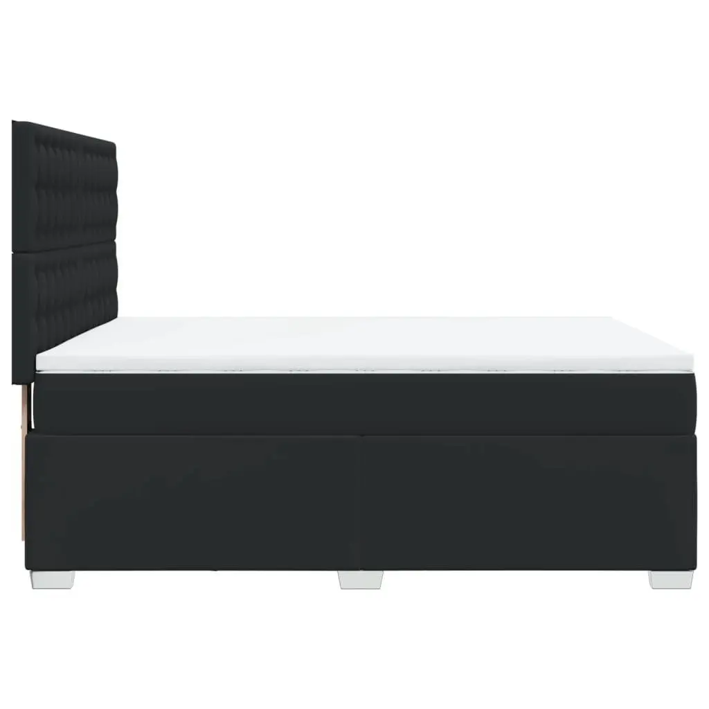 Queen Box Spring Bed Pocket Spring Mattress Adjustable Headboard Black Faux Leather Frame