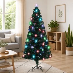 Artificial Pre-lit Christmas Tree 180cm Fibre Optic LED Green Holiday Decoration