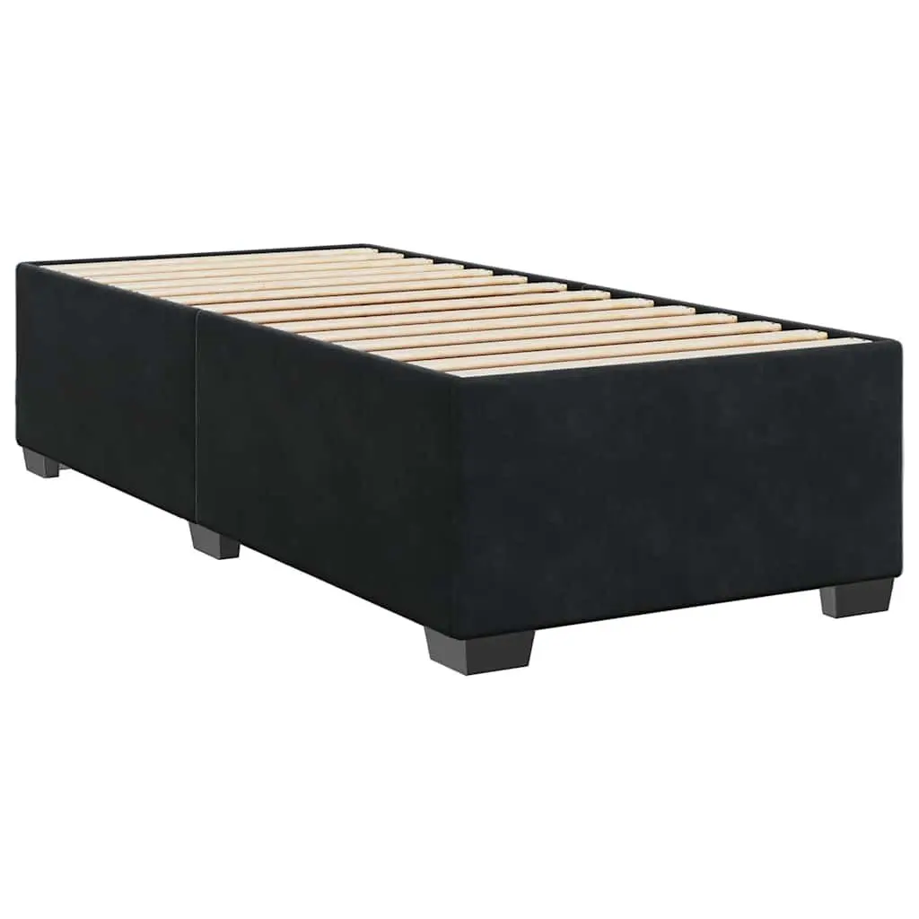 Box Spring Bed Pocket Spring Mattress Velvet Upholstery Black King Single Height Adjustable Headboard