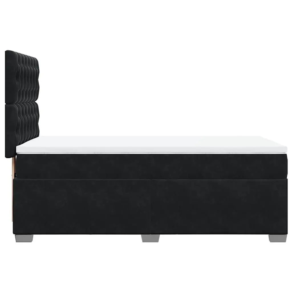 Box Spring Bed Pocket Spring Mattress Velvet Upholstery Black King Single Height Adjustable Headboard