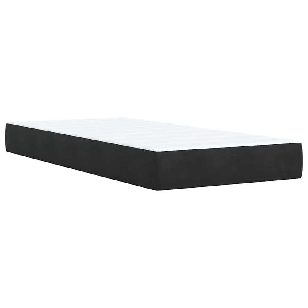 Box Spring Bed King Single with Pocket Spring Mattress Black Velvet Adjustable