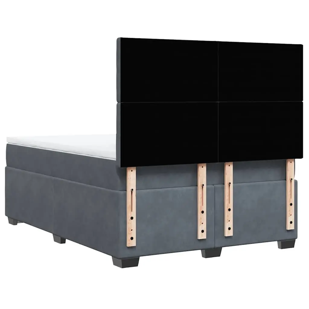 Double Box Spring Bed with Pocket Sprung Mattress Adjustable Grey Velvet