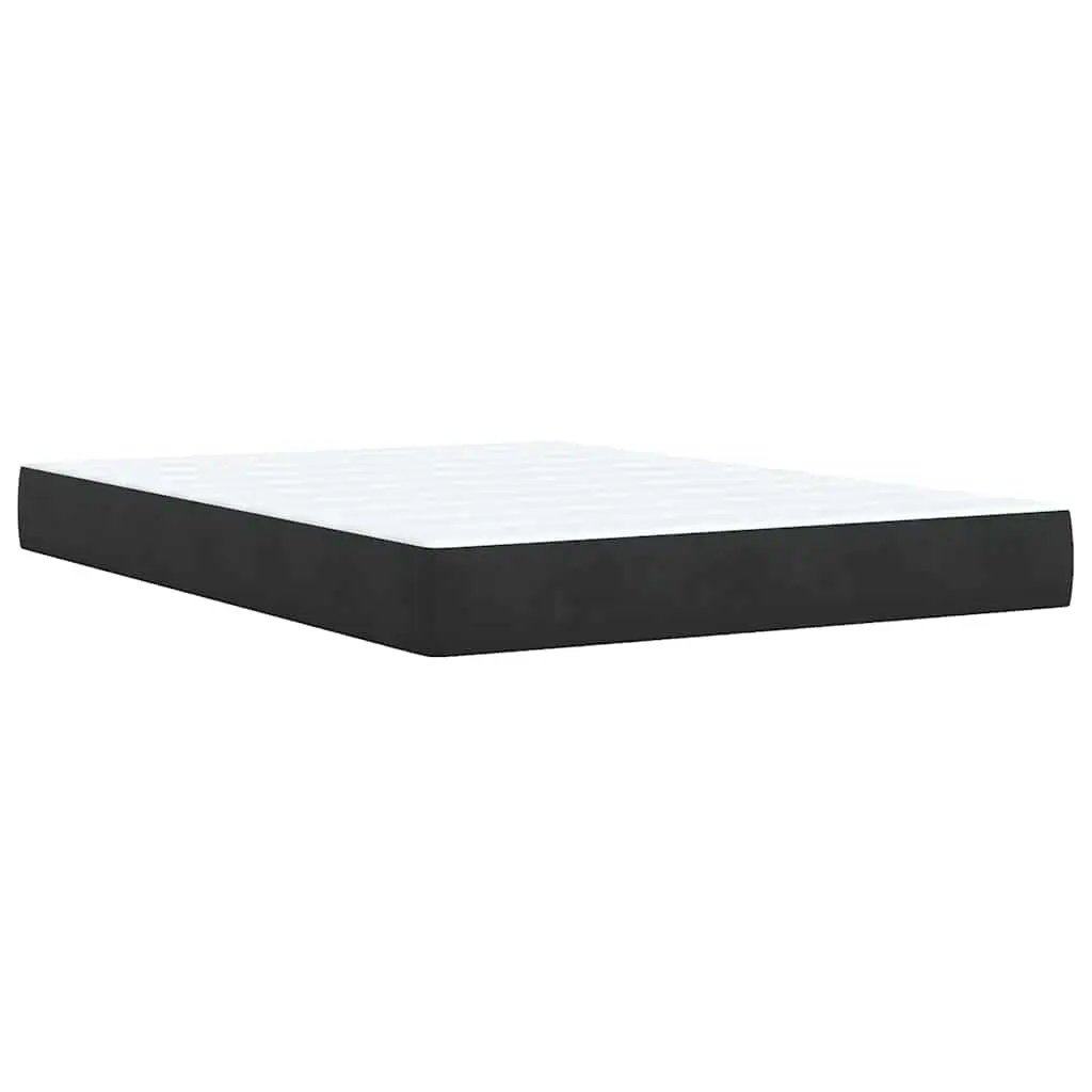Queen Box Spring Bed with Pocket Mattress Black Velvet Adjustable Headboard
