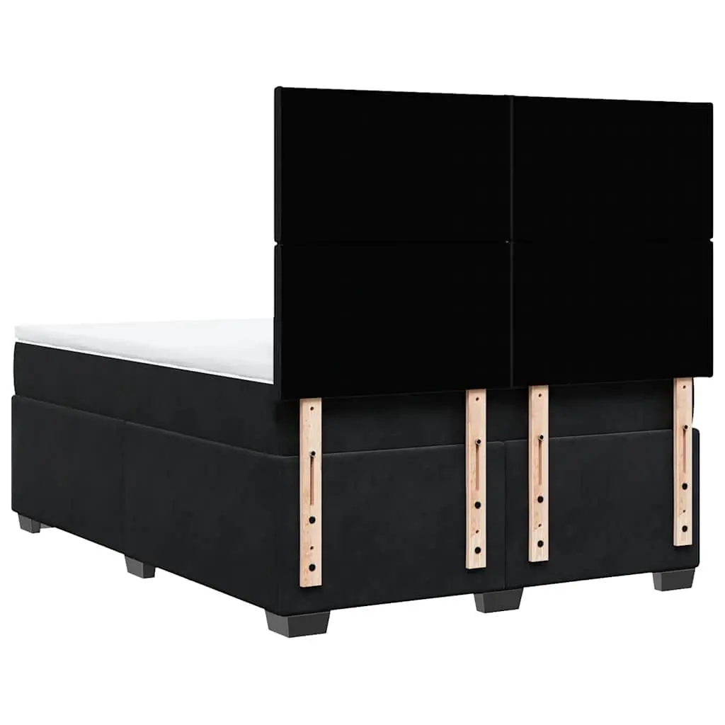 Queen Box Spring Bed with Pocket Mattress Black Velvet Adjustable Headboard