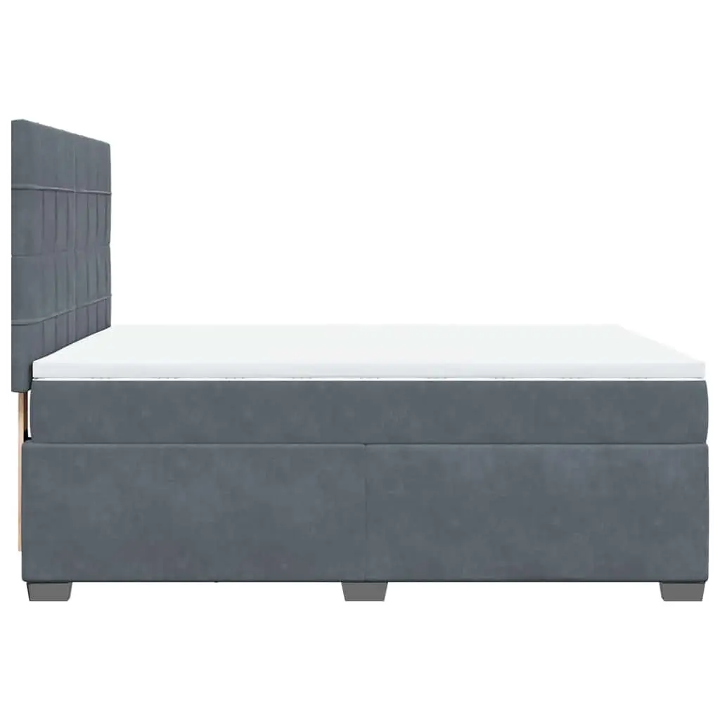 Queen Box Spring Bed with Pocket Spring Mattress Height Adjustable Headboard Grey