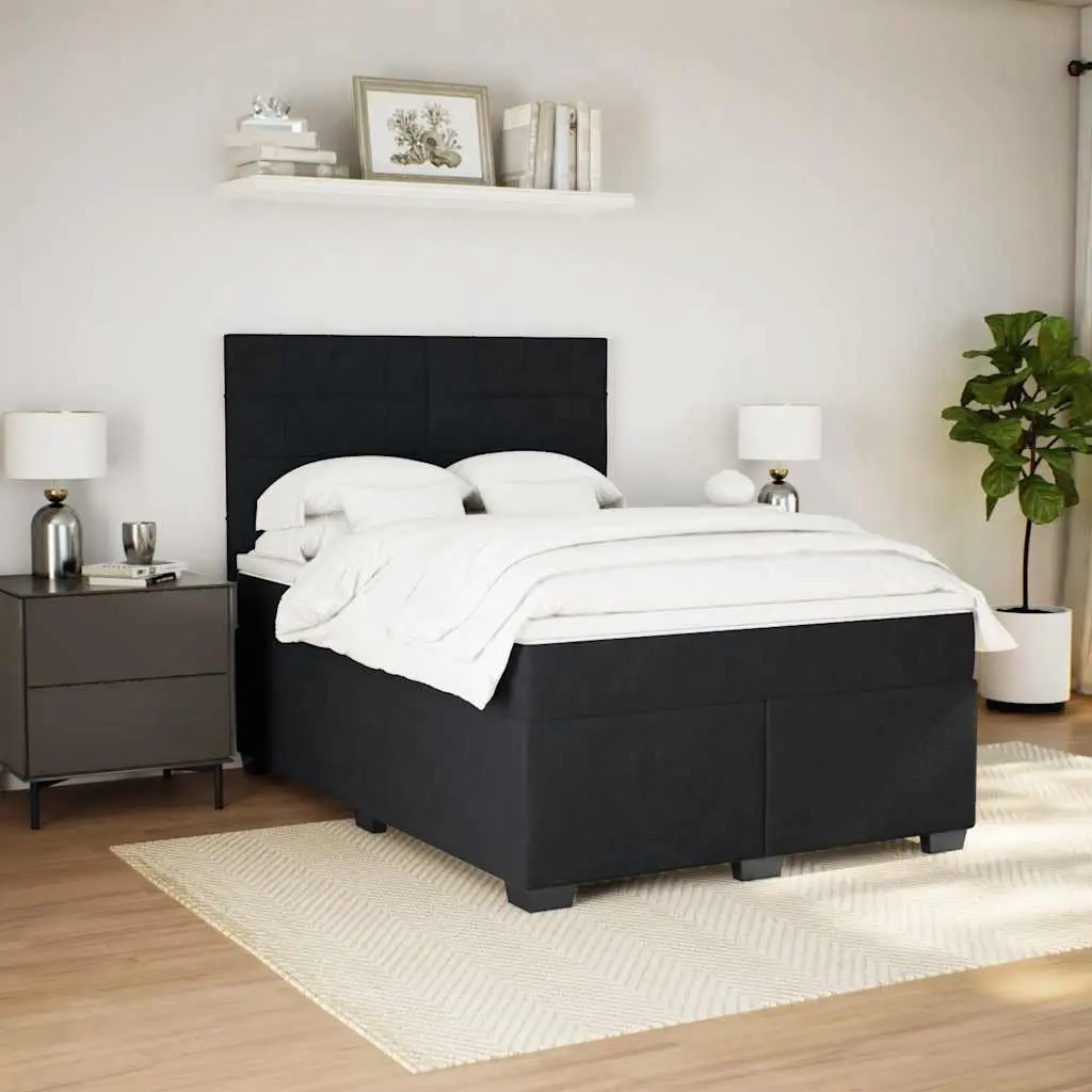 Queen Box Spring Bed with Pocket Sprung Mattress Black Velvet Adjustable