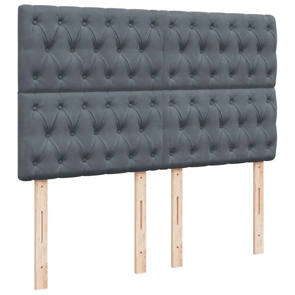 Queen Box Spring Bed Grey Velvet Adjustable Height with Pocket Spring Mattress